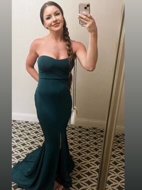 Strapless Split Dress Elegant Women's Evening Dress